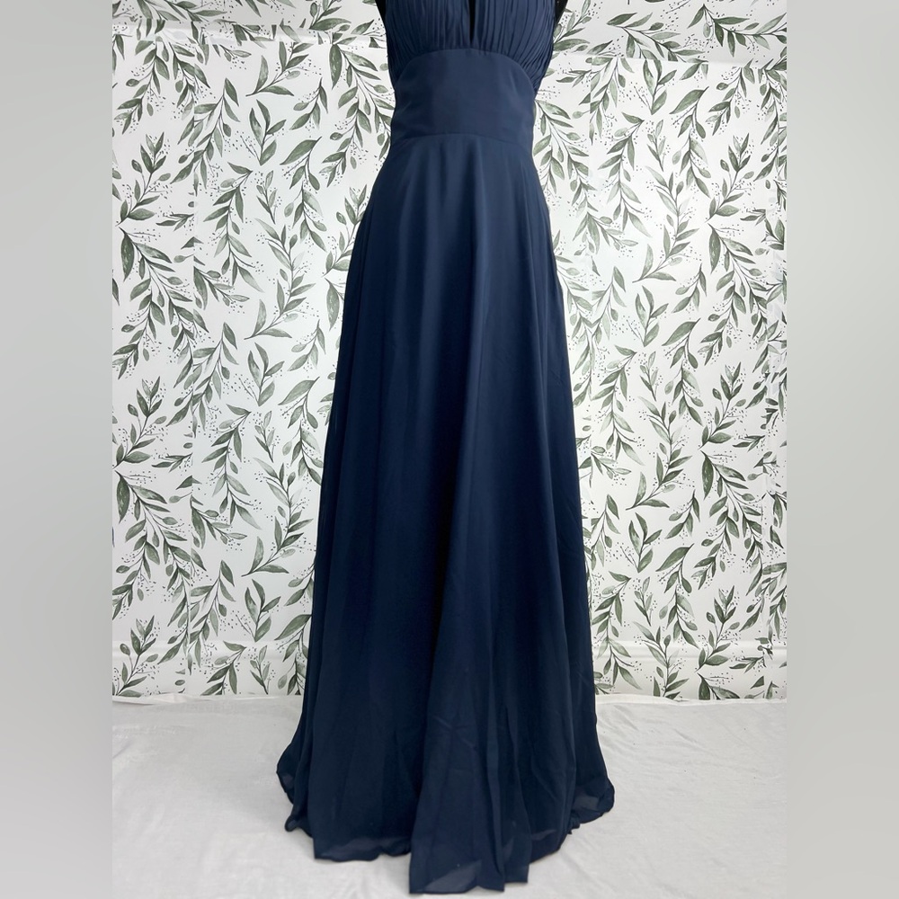 Elegant Navy Blue Evening Gown Bridesmaid Wedding Gala Sz S 4 Maxi NWT #8 Prom - Picture 3 of 14
